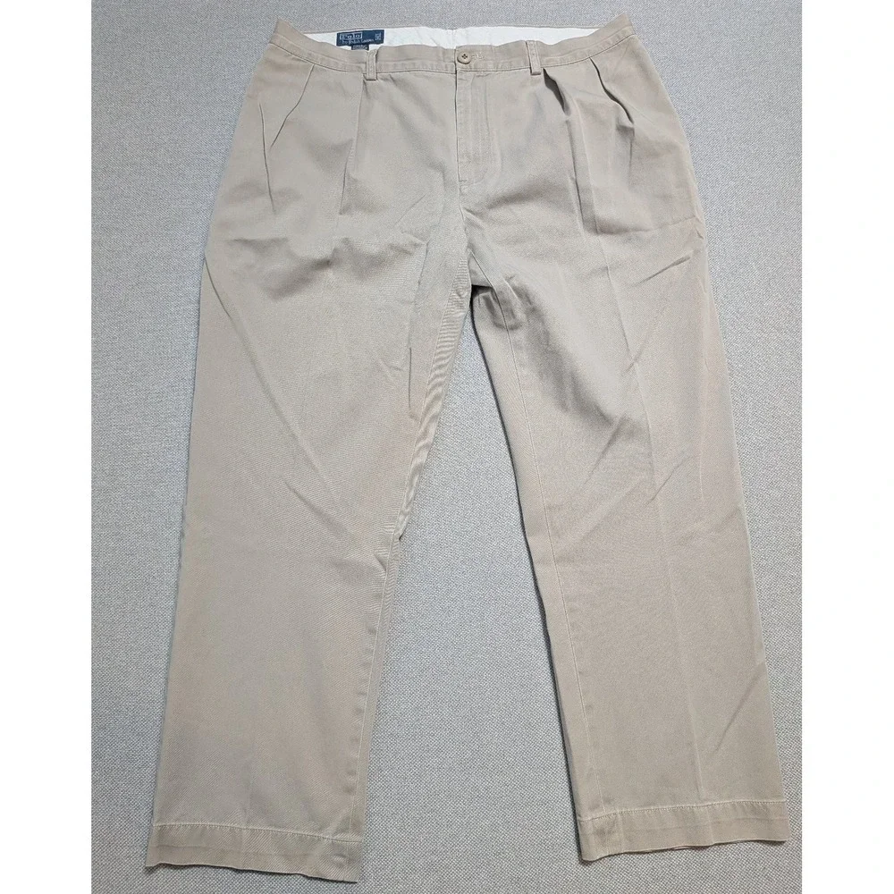Polo Ralph Lauren Mens Pants Ethan Pant Khaki 40x30 Woven Classic Pleated,